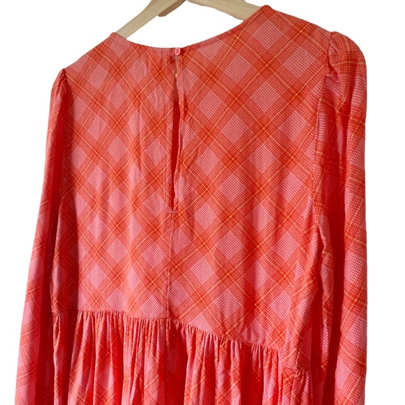 NWT BP Pink Orange Flannel Print Long Sleeve Knee Length Dress Size M - Picture 12 of 13